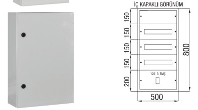 Çetinkaya-60 Adet Sigorta-125A Kompakt Şalter Sıvaüstü Dağıtım Panosu-ÇP 804 - 1
