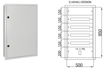 Çetinkaya-80 Adet Sigorta-125A Kompakt Şalter Sıvaaltı Sigorta Dağıtım Panosu-ÇP 825 - 1