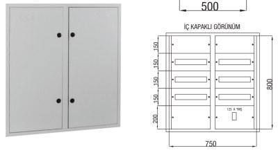 Çetinkaya-90 Adet Sigorta-125A Kompakt Şalter Sıvaaltı Sigorta Dağıtım Panosu-ÇP 826 - 1