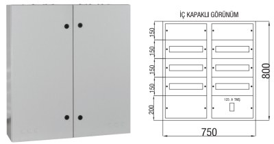 Çetinkaya-90 Adet Sigorta-125A Kompakt Şalter Sıvaüstü Sigorta Dağıtım Panosu-ÇP 806 - 1