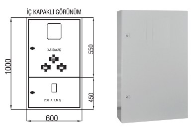 Çetinkaya-X5 Elektronik Sayaç-Akım Trafosu-250A Kompakt Şalter Kombi Sayaç Panosu-ÇP 115 B - 1
