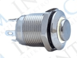 3faz 12 mm Beyaz LED Halkalı Metal Yaylı Buton 1NO IP67 Endüstriyel Kontrol Butonu - 3faz