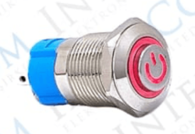 3faz 12 mm Kalıcılı Kırmızı Power LED Metal Buton 1NO IP67 Kontrol - 1