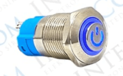 3faz 12 mm Kalıcılı Mavi Power LED Metal Buton 1NO IP67 Endüstriyel Kontrol Butonu - 3faz