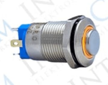 3faz 12 mm Kalıcılı Turuncu LED Metal Anahtarlamalı Buton 1NO IP67 Kontrol Butonu - 1