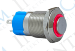 3faz 12 mm Kırmızı LED Halkalı Metal Anahtarlamalı Buton 1NO IP67 Endüstriyel Kontrol Butonu - 3faz