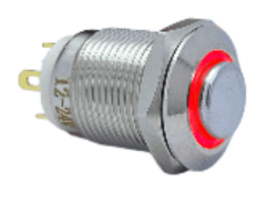 3faz 12 mm Metal Yaylı Buton 1NO Kırmızı LED Halka IP67 Endüstriyel Kontrol Butonu - 3faz