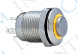 3faz 12 mm Metal Yaylı Buton 1NO Turuncu LED Halka IP67 Endüstriyel Kontrol Butonu - 3faz