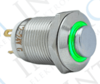 3faz 12 mm Metal Yaylı Buton 1NO Yeşil LED Halka IP67 Endüstriyel Kontrol Butonu - 1