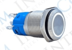 3faz 16 mm Beyaz Halka LED Metal Yaylı Buton 1NO 1NC Endüstriyel Kontrol Butonu - 3faz