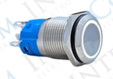 3faz 16 mm Beyaz Halka LED Metal Yaylı Buton 1NO 1NC Endüstriyel Kontrol Butonu - 1