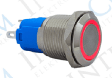 3faz 16 mm Kırmızı Halka LED Metal Yaylı Buton 1NO 1NC Endüstriyel Kontrol Butonu - 1