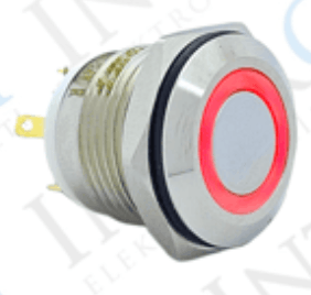3faz 16 mm Kırmızı Halka LED Metal Yaylı Buton 1NO IP67 Endüstriyel Kontrol Butonu - 1