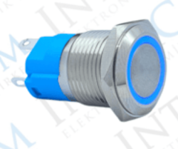 3faz 16 mm Mavi Halka LED Metal Yaylı Buton 1NO 1NC Endüstriyel Kontrol Buton - 3faz