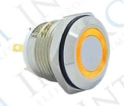 3faz 16 mm Turuncu Halka LED Metal Yaylı Buton 1NO Endüstriyel Kontrol Butonu - 3faz