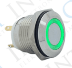 3faz 16 mm Yeşil Halka LED Metal Yaylı Buton 1NO Endüstriyel Kontrol Butonu - 3faz