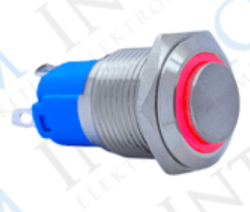 3faz 16 mm Kırmızı Halka LED Metal Kalıcılı Buton 1NO 1NC Endüstriyel Kontrol Butonu - 3faz