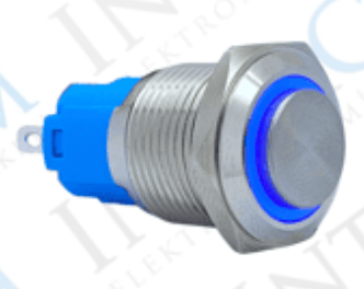 3faz 16 mm Mavi Halka LED Metal Kalıcılı Buton 1NO 1NC Endüstriyel Kontrol Butonu - 1