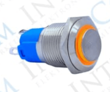 3faz 16 mm Turuncu Halka LED Metal Kalıcılı Buton 1NO 1NC Endüstriyel Kontrol Butonu - 1