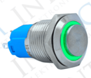3faz 16 mm Yeşil Halka LED Metal Kalıcılı Buton 1NO 1NC Endüstriyel Kontrol Butonu - 1