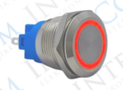 3faz 19 mm Kırmızı Halka LED Metal Kalıcılı Anahtar 1NO 1NC - 1