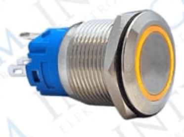 3faz 19 mm Turuncu Halka LED Metal Kalıcılı Anahtar 1NO 1NC - 1