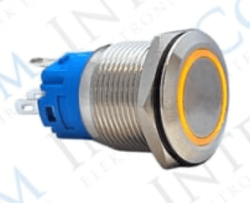 3faz 19 mm Turuncu Halka LED Metal Yaylı Buton 1NO 1NC - 3faz