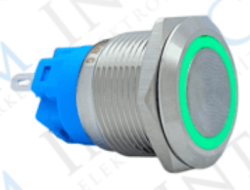 3faz 19 mm Yeşil Halka LED Metal Kalıcılı Anahtar 1NO 1NC - 3faz