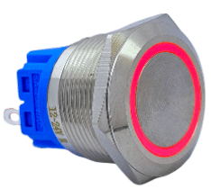 3faz 22 mm Kırmızı Halka LED Metal Kalıcılı Anahtar 1NO 1NC - 1