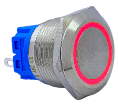 3faz 22 mm Kırmızı Halka LED Metal Yaylı Buton 1NO 1NC - 1