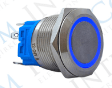 3faz 22 mm Mavi Halka LED Metal Kalıcılı Anahtar 1NO 1NC - 1