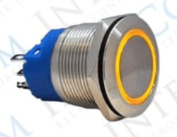3faz 22 mm Turuncu Halka LED Metal Kalıcılı Anahtar 1NO 1NC - 3faz