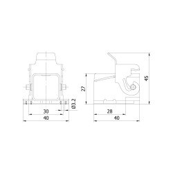 Mete Enerji 3x10A. Inclined Machine Socket with Input from Behind - 2