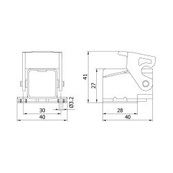 Mete Enerji 3x10A. Inclined Machine Socket with Input from Behind (Black Cover) - 2