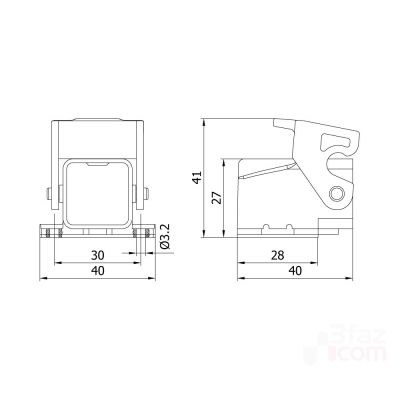 Mete Enerji 3x10A. Inclined Machine Socket with Input from Behind (Black Cover) - 2