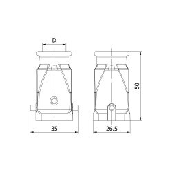 Mete Enerji 3x10A. Machine Plug (Without Connector) with Input from Behind - 2