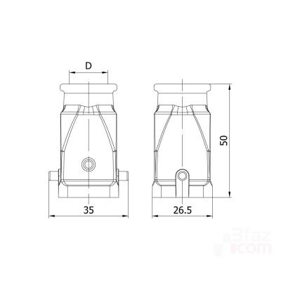 Mete Enerji 3x10A. Machine Plug (Without Connector) with Input from Behind - 2