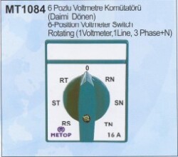 Metop-16a Voltmetre Komitatörü 1x16A 6Poz-MT1084-16A - 1