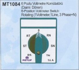 Metop-16a Voltmetre Komitatörü 1x16A 6Poz-MT1084-16A - 1