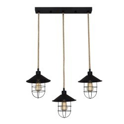 Özcan 3-lü Sıralı Sarkıt Siyah Metal 3x 40w E27-6592-3as.19 - Özcan Aydınlatma