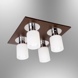 Özcan 4-lü Atlas Kare Armatür Venge Ahşap Gövde-Opal Cam 4 X 40w E14-5005k-4.15 - Özcan Aydınlatma