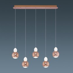 Özcan 5371-5a Sıralı Sarkıt Rose Gold Cam 5 X 8w Led-5371-5as.32 - Özcan Aydınlatma