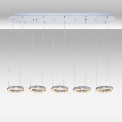 Özcan 5-li Küçük Ring Sıralı Sarkıt Krom Akrilik 5 X 7w Smd Led-5621xs-5as.02 - Özcan Aydınlatma