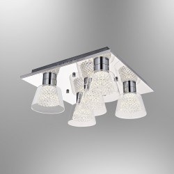 Özcan 5-li Vella Arm KareMetal Gövde-Cam 5 X 3w Smd Led-6112-5 - Özcan Aydınlatma