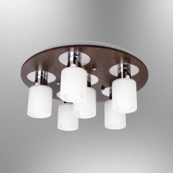 Özcan 6-lı Atlas Daire Armatür Venge Ahşap Gövde-Opal Cam 6 X 40w E14-5005y-6.15 - Özcan Aydınlatma