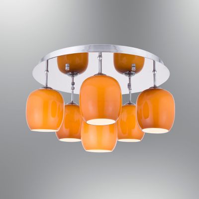 Özcan 6-lı Pinova Armatür Oranj Metal Gövde-Opal Cam 6 X 40w E14-5259-6.09 - 1