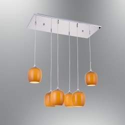 Özcan 6-lı Pinova Sıralı Avize Oranj Metal Gövde-Opal Cam 6 X 40w E14-5259-6as.09 - Özcan Aydınlatma