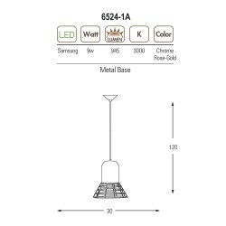 Özcan K Sarkıt Krom Metal9w Smd Led-6524-1a.02 - 2