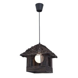 Özcan KulübeAvize Kahve Plastik Gövde-Hasır Şapka 1x 24w E27-5402.04 - Özcan Aydınlatma