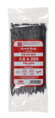 Plastik SiyahKablo Bağı 3.6mmx205mm Cırt Pemsan-100 adet - 1